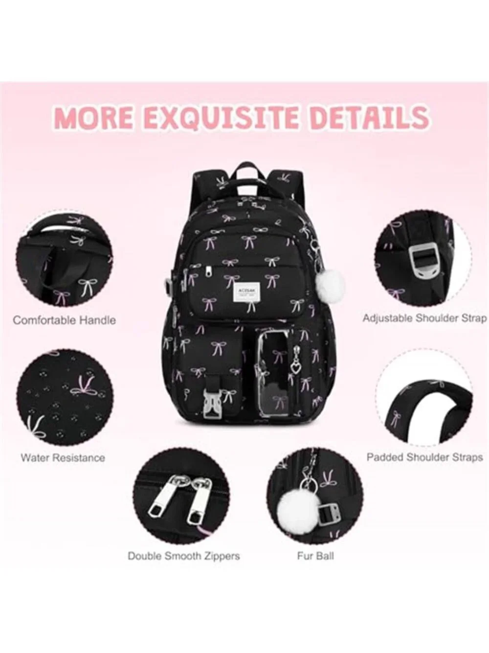 Girls 3-in-1 Backpack Set with Lunch Backpack with Lunch Bag & Pencil Pouch
